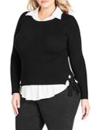 City Chic Plus Long-sleeve Collared Shirt