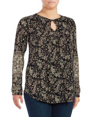 Lucky Brand Plus Plus Ruffled Floral Top