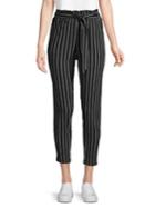 Love And Joy Striped Paperbag Cropped Pants