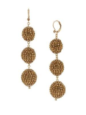 Miriam Haskell Sparkle Sphere Stone Fireball Triple Drop Earrings