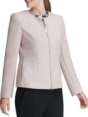 Donna Karan Faux-suede Zip Front Jacket