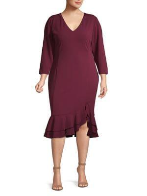 Rachel Rachel Roy Plus Elle Ruffle Hem Sheath Dress