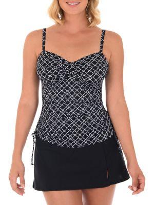 Shape Solver Gridlock Contoured Printed Tankini Top
