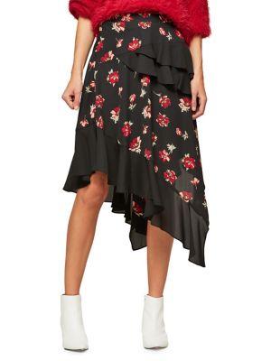 Miss Selfridge Floral Hanky Hem Skirt