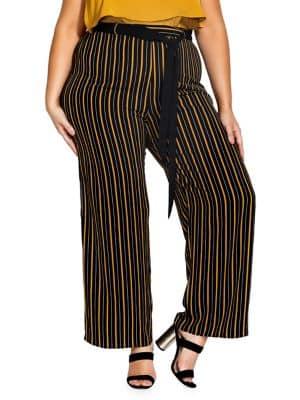 City Chic Plus Striped Palazzo Pants