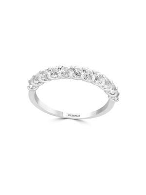 Effy 14k White Gold & White Sapphire Band Ring
