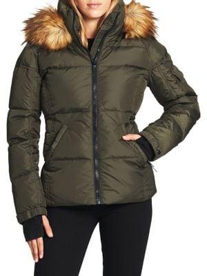 S13 Faux Fur Trim Hood Matte Puffer Coat