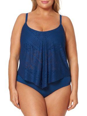 Bleu By Rod Beattie Plus Lace Tankini Top