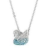 Iconic Swan Blue Swarovski Crystal & Crystal Pendant Necklace