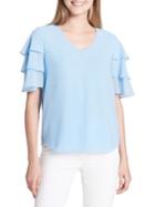 Calvin Klein Plus Tiered Ruffle Sleeve Top