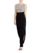 Lauren Ralph Lauren Sequin And Velvet Floor-length Gown