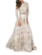 Glamour By Terani Couture Embroidered Fit And Flare Gown