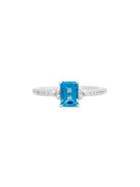 Lord & Taylor Blue Topaz, White Topaz And Sterling Silver Solitaire Ring