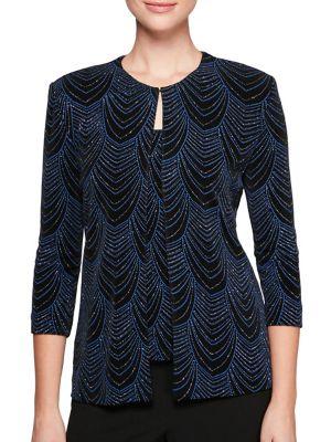 Alex Evenings Plus Two-piece Printed Jacket And Camisole