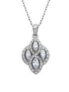Lord & Taylor Crystal And Sterling Silver Quatrefoil Pendant Necklace