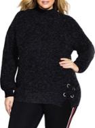 City Chic Plus Eyelet Detail Knit Sweater