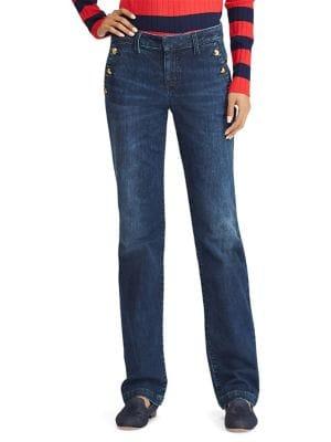 Lauren Ralph Lauren Petite Button-trimmed Straight Jeans