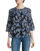 Lucky Brand Pleated Keyhole Blouse