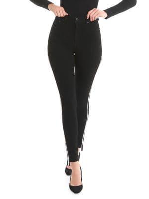 La La Anthony High-rise Side Striped Skinny Jeans