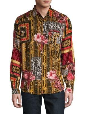 Reason Mixed-print Long-sleeve Shirt