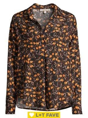 Wayf Printed High-low Blouse