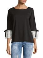Karl Lagerfeld Paris Tied Lace-sleeve Top