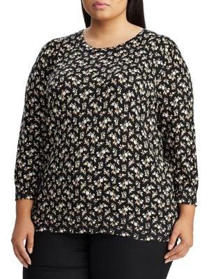 Lauren Ralph Lauren Plus Floral-print Cotton Blend Sweater