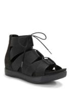 Eileen Fisher Link Stretchy Straps And Leather Lace-up Sandals