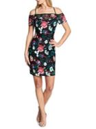 Guess Off-the-shoulder Lace Embroidered Dress