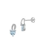 Sonatina Sterling Silver, Aquamarine & Diamond Accent Heart Stud Earrings