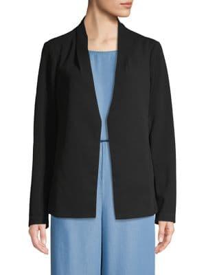 H Halston Neck Pleat Open Blazer