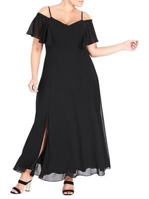 City Chic Plus Cold-shoulder Maxi Dress