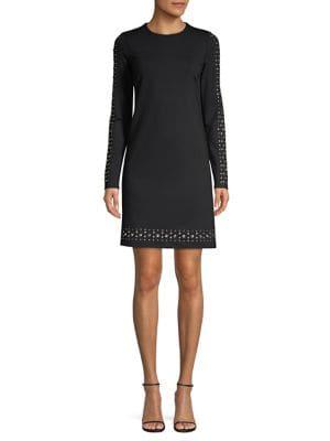 Michael Michael Kors Embellished Solid Ponte Shift Dress