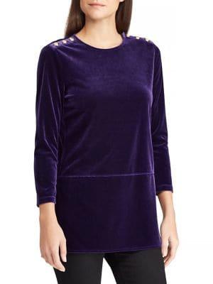 Lauren Ralph Lauren Three-quarter Velvet Top