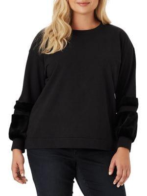 Jessica Simpson Plus Plus Plush-trimmed Long-sleeve Top