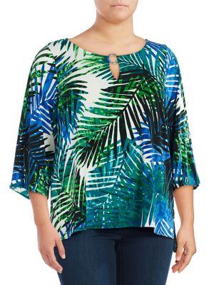 Calvin Klein Plus Printed Three-quarter Sleeve Top