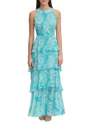 Tommy Hilfiger Fresco Paisley Tiered Maxi Dress