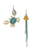 Betsey Johnson Sealife Faux Pearl, Crystal, Crab And Seashell Mismatch Earrings