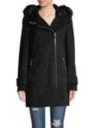 Calvin Klein Asymmetrical-zip Faux-fur Trim Coat