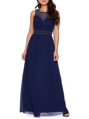 Quiz Beaded Mesh Gown