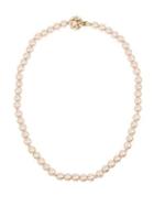 Miriam Haskell Pearl Basics Crystal And Pink Faux Pearl Strand Necklace