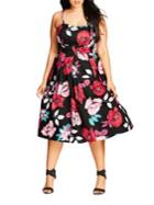 City Chic Floral-print Pleated Dress