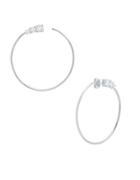 Crislu Eternity Cubic Zirconia, Platinum & Sterling Silver Hoop Earrings- 1.73in