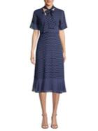 Michael Michael Kors Dotted Tie-neck A-line Dress
