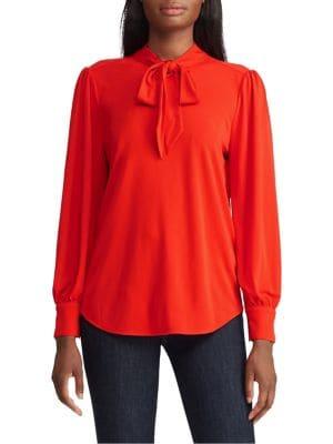 Lauren Ralph Lauren Tie-neck Jersey Top