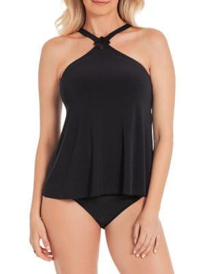 Magicsuit Solid Lauren Ring-strap Tankini Swim Top
