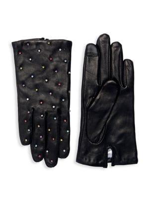 Echo Embellished Leather Gloves