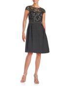 Adrianna Papell Sequined Floral Fit-and-flare Dress