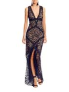 Nicole Miller Plunging-v Lace Gown