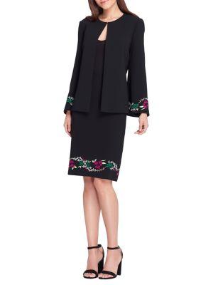 Tahari Arthur S. Levine Embroidered Jacket And Skirt Suit